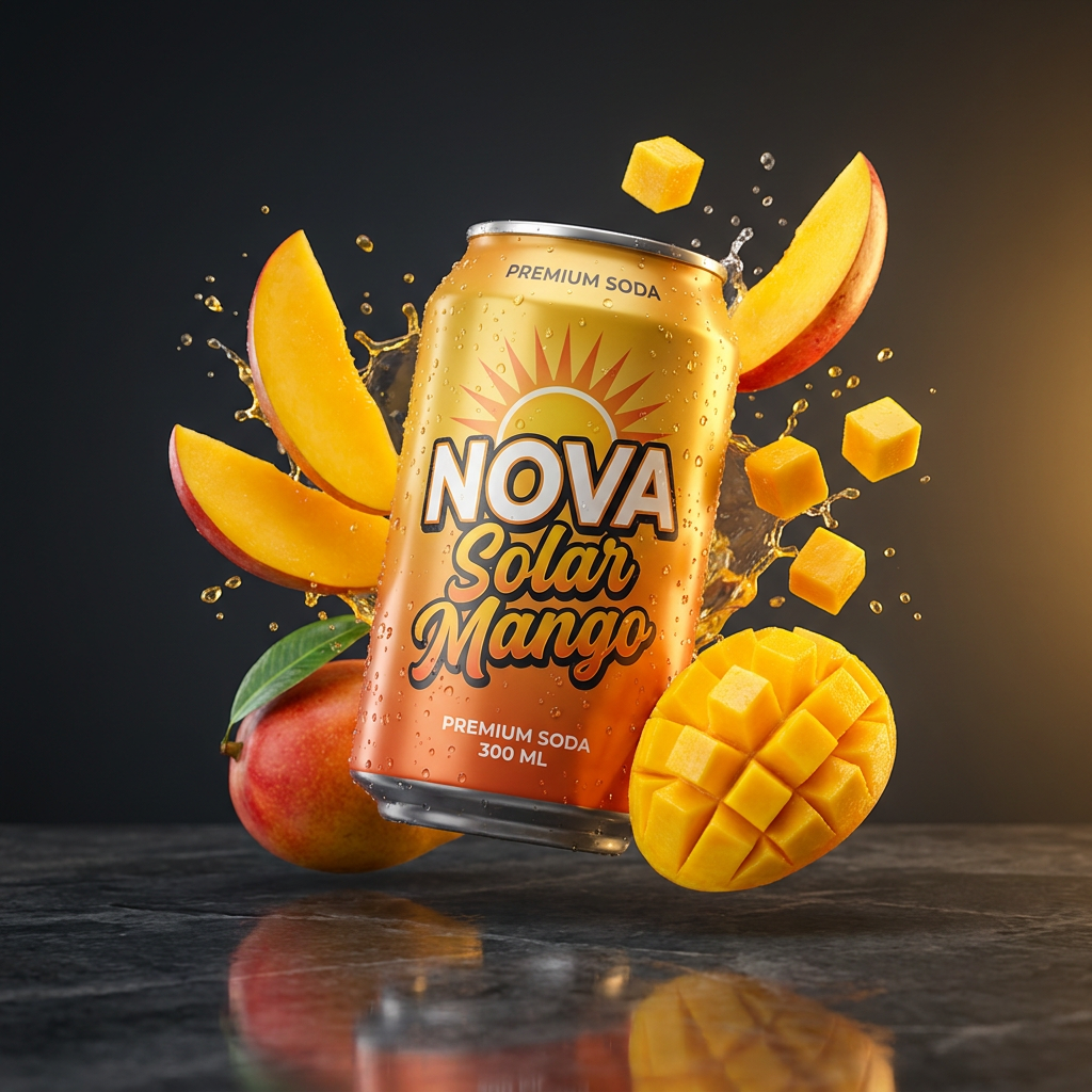 NOVA Solar Mango soda can